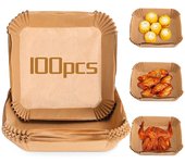 100Pcs Air Fryer Oven Disposable Paper Non-Stick Airfryer Baking Papers Round Air-Fryer Paper Liners Paper Kitchen Accessories