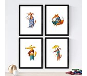 Nacnic Set De 4 Láminas De Perros Adultos En Poster Papel 250 Gr - Marcos de Fotos y Arte de Pared