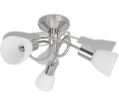 vidaXL Lámpara de Techo Moderna E14 Metal Cristal Gris y Blanca 3 bombillas Cantidad de bombillas Circular,  Bol,  Cono y mas