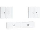 Mueble TV combinadoSet de muebles de TV 6 pzas madera contrachapada blanco brillo