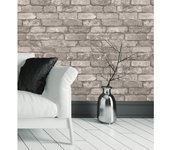 Muestra DIN A4 de Papel pintado lavable muro de ladrillos gris claro y negro textura lisa - Manchester Break 680895 de GAULAN