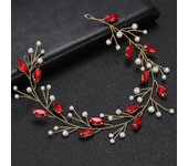 Women Emeralds Rhinestone Crystal Headband Wedding Hair Accessories Luxurious Pearl Bride Headwear Jewelry Vine