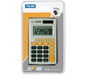 Milan Blíster Calculadora Gris y Naranja 8 Dígitos con Funda