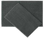 Juego de alfombras de baño de 2 piezas, juego de alfombrillas de baño de felpa de chenilla suave de secado rápido con respaldo de goma, juego de alfombras de baño absorbentes, alfombras de baño lavables para baño, blanco, 24 x 16 + 30 x 20