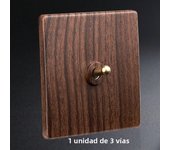 1-3 Gang 2 Way Wall Light Toggle Switch Retro Wood Grain Color Panel Brass Lever Switch for Home Decoration