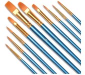 Juego de 10 pinceles profesionales de nailon para pintura facial, óleo, acuarela, gouache, acrílico, paquete de 10