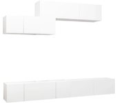 Mueble TV combinadoSet de muebles de salón TV 6 piezas madera de ingeniería blanco