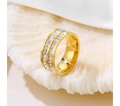 Light luxury fashion ins high-level sense of men and women full of stars ring single double circle titanium steel does not lose