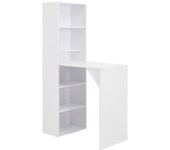 Mesa de bar con estantería blanca 115x59x200 cm