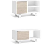 Skraut Home - Conjunto de Salón - Modelo Wind - Mueble de Televisión 95x40x57cm - Mesa de centro con doble puerta 92x50x45cm - Salón Comedor - Discreto y elegante - Varios colores disponibles