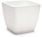 Plastic Forte - Maceta Cuadrada Pequeña con Plato de la línea WIND, de 17cm, Maceta para jardines y para interiores, decoración de Plantas, Flores Resistente, Macetero de Plastico