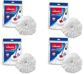 Vileda EasyWring and Clean Turbo Classic, Smart Turbo Pack De Cabezal de Recambio de fregona de Microfibra, Blanco, 4 Unidades o 6 Unidades