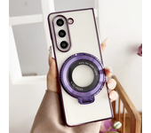 360° Magnetic Ring Holder Kickstand Plating Clear Phone Case for Samsung Galaxy Z Fold 6 5 4 3 Fold6 Fold5 Fold4 Fold3 5G Cover