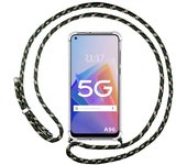 Funda Colgante Transparente para Oppo A96 5G con Cordon Verde / Dorado