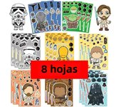 8/16Sheets Star Wars Puzzle Stickers Make a Face Cartoon Toys For DIY Phone Laptop Skateboard Luggage Disney Graffiti Decals Kid