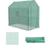 Outsunny Película de repuesto Cubierta de repuesto con puerta enrollable, Película de invernadero con protección UV, Ventana lateral, Película de PE para invernadero de túnel, Verde 140 x 213 x 190 cm