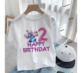 Stitch T-shirt 2025 Children Birthday Number 123456789 10 11 12 13 14 Kids Tee Top Summer Casual Clothes Boutique Boy Girl Gifts