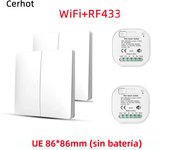 Tuya WiFi Smart Switch Set WiFi Wireless Remote Controller Timer No Battery Wall Panels Light Switch Work with Alexa WiFi Switch