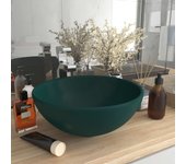 vidaXL Lavabo de Lujo Redondo Cerámica Mate Tocador Montado Encima Color matte light blue,  matte dark blue,  matte white y mas
