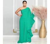 Elegant Chiffon One Shoulder Wide Leg Jumpsuit Women Club Party Birthday Outfits One Pieces Rompers Overalls Combinaison Femme