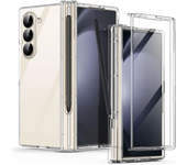For Samsung Galaxy Z Fold 6 5 Case With S Pen Holder Hinge Protect Built-in Screen Protector Liquid PC Pure Color ZFold6 Cover