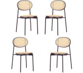 Nest Dream - Pack de 4 sillas retro con detalles en ratán natural - Preston