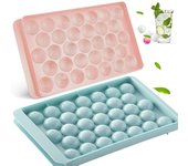 Mini Cubiteras Cubiteras Redondas con Tapa Mini Círculo Cubitera para 66 Unidades, Cubitera Pequeña Cubitera de Hielo, Fabricante de Bolas de Hielo para Congelador, Cubitera de Silicona con Tapa