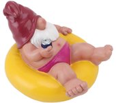Estatua de gnomo de jardín, figura flotante de resina para piscina, ideal para fiestas relajantes y divertidas, ideal para decoración de exteriores (amarillo)
