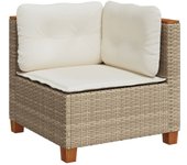 vidaXL Sillón de esquina de jardín con cojines ratán sintético beige