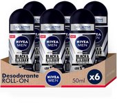 NIVEA MEN Pack ahorro - Black & White Invisible Original Roll on Desodorante para hombre 50ml x 6 unidades