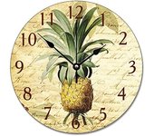 Reloj de pared de piña de 10.0 in, reloj de pared de frutas patrióticas, funciona con pilas, sin tictac, vintage, reloj de madera de granja, reloj de pared grande para sala de estar, cocina, dormitorio, decoración