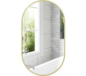 HOMCOM Espejo de Baño Ovalado 40x70 cm con Marco de Aluminio Espejo de Pared Decorativo Horizontal o Vertical para Salón Entrada Pasillo
