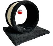 UNUSUAL- Rascador para Gatos de Cartón y Terciopelo Negro con Base 15x15x22cm Diseño Texturizado y Bola de Juego,Racador divertido e interactivo para tus gatitos color negro, sisal y felpa.