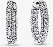 Pandora Pendientes de Aro en Plata de Ley Una Hilera Atemporal Brillante 292624C01，Incluye Caja Original