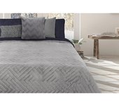 Manterol Outlet - Edredón quilt de borreguito vector zigzag gris y azul. Tejido térmico sherpa muy cálido, suave y mullido para un descanso reparador en invierno.