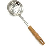Cuchara ranurada, cucharón con agujeros, acero inoxidable con mango de nailon efecto madera, cuchara para cocinar y freír, colador de aceite