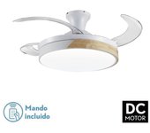 VENTILADOR DE TECHO CON LUZ 3 ASPAS METAL/MADERA BLANCO LED HM1070 FIJALO