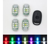 4Pcs Remote Flash Strobe Light Motorcycle Led Flash Anti-collision Warning Lamp Waterproof Wireless Remote Control For Car Bike