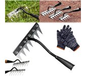 Rastrillo de jardinería Nextgen, rastrillo de deshierbe de hierro 2.0, rastrillos de hierro para jardinería y deshierbe, rastrillos de deshierbe Gardenia de acero al carbono, rastrillo de deshierbe de acero al carbono de 5/6/7/8 dientes (8 dientes (sin v