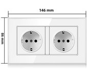 Eiomr  EU Standard  Usb Wall Socket, Light Switch, White Tempered Crystal Glass Panel, 2.1A Type C Ports Wall Electrical Outlets