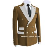 Formal Solid Men Suits Blazer with Peak Lapel Double Breasted Dinner Prom Jacket Elegant Slim Fit Smoking Suit Coat for Wedding