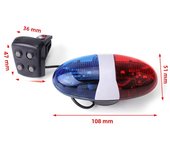 Bicycles Bell Police Car Light 6 LED 4 Tone Bicycle Horn Children's Scooter Electronic Horn Bike Police Light Riding Accessories