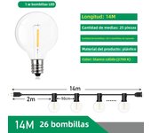 Festoon LED Globe String Light Fairy LED G40 Outdoor For Birthday Party Garden Decorative Garland Lamp Street Patio Backyard