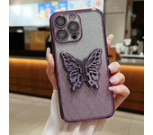 Glitter Gradient for Butterfly Stand Phone Case for iPhone 15 ProMax 14 13 12 11 Pro Max Plus 15pro Slim Plating Lens Film Cover