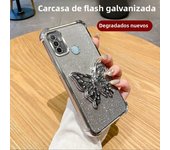 Luxury Glitter Butterfly Holder Phone Case for Oppo A60 A18 A38 A55 A56 A57 A77 A36 A35 A32 5G TPU Plating Protector Back Cover