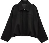 PB&ZA 2025 Women Faux Suede Collared Jacket with Shoulder Straps Loose Fit Stylish Olive Green for Sale on AliExpress