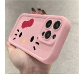 Original Sanrio Hello Kitty Liquid Silicone Cases For iPhone 16 15 14 13 12 11Pro Max Plus X XR XS 7 8 Plus Shockproof Cover Y2K