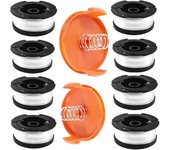 Carrete de hilo para recortadora Black and Decker, 8 carretes de hilo para recortadora con 2 cubiertas de carrete y 2 resortes, A6481 A6485 Carretes compatibles con Black and Decker AF-100