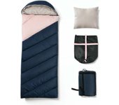 Saco de Dormir para Acampar, Saco de Dormir Impermeable Adulto, Saco de Dormir Portátil con Bolsa de Compresión, 2KG, con Almohada, 0-10℃para Senderismo, Mochilero (190 + 30) * 80 cm