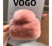 Single Piece Plus Faux Fur Hair Clip, Cute Simple Style Ob Long Hair Accessories, Solid Color, Small Size, Fluffy Effect Straw